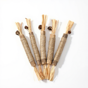 Matatabi Stick Wrapped by Hemp Rope with Raffia