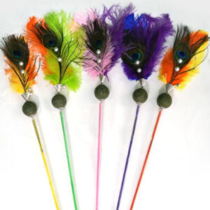 Lick Catnip Cat Stick Colorful Feather Crisp Bell Mix Design Cat Toys Stick