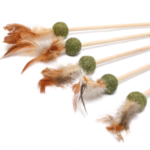 Pet Catmint Ball With Feather Cat Snack Catnip Toy Stick