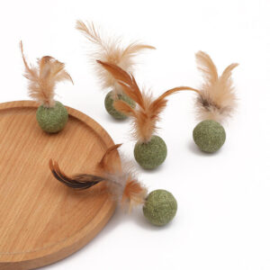 Natural Catnip Badminton-like with Feather Pet Cat Toy Catnip Ball