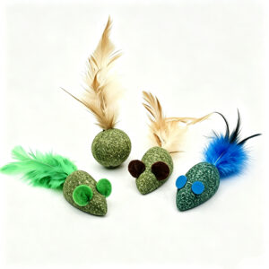 Catnip mouse toy with feather