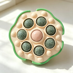 Plastic & Rubber Catnip Ball Interactive Chew Toy for Cats-Edible Candy Lotus Shape